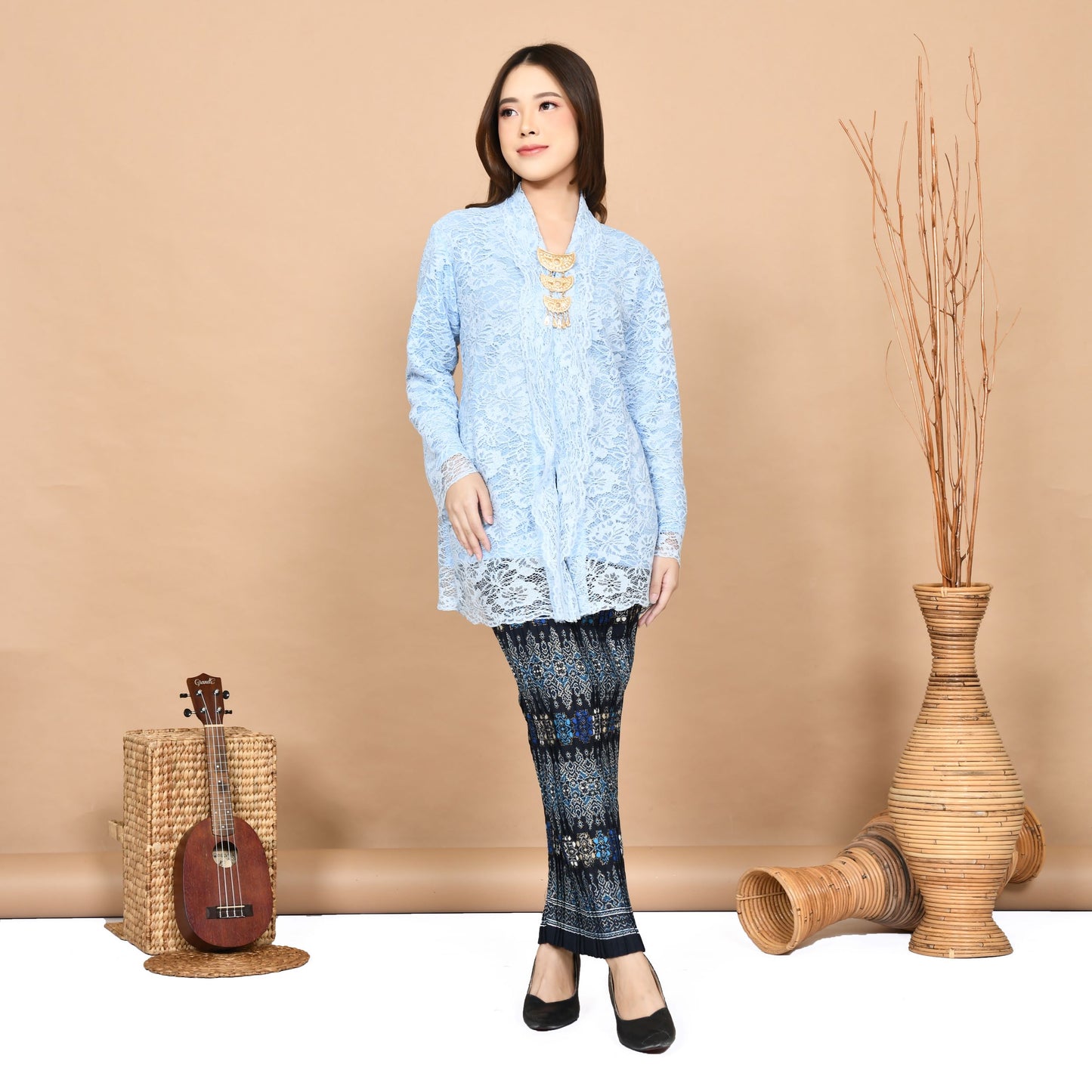 blue kebaya, kebaya lace with lining, kebaya dress