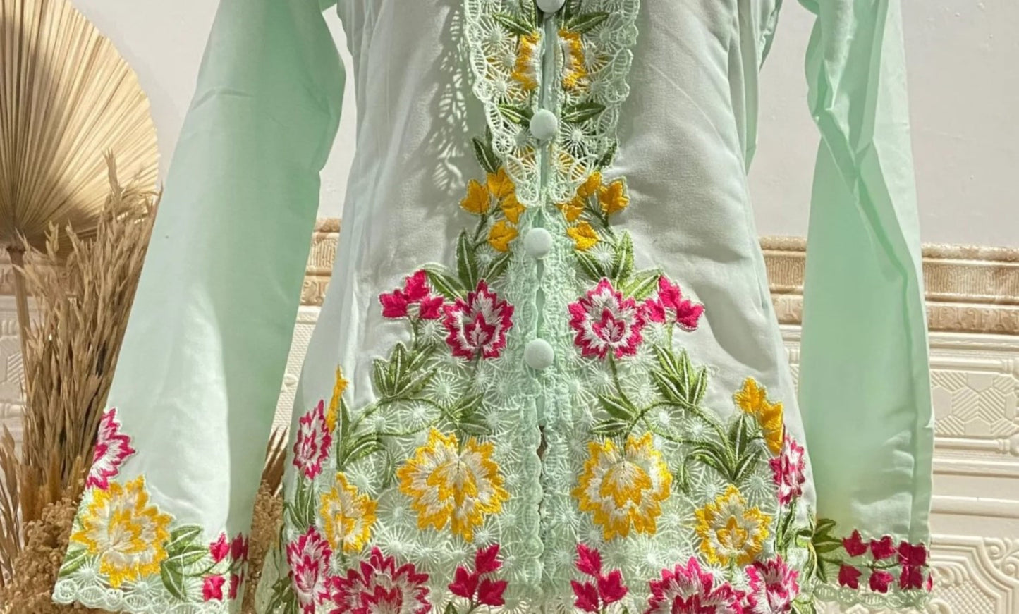 kebaya soft green, kebaya cotton, kebaya dress, size XXS, M, XL