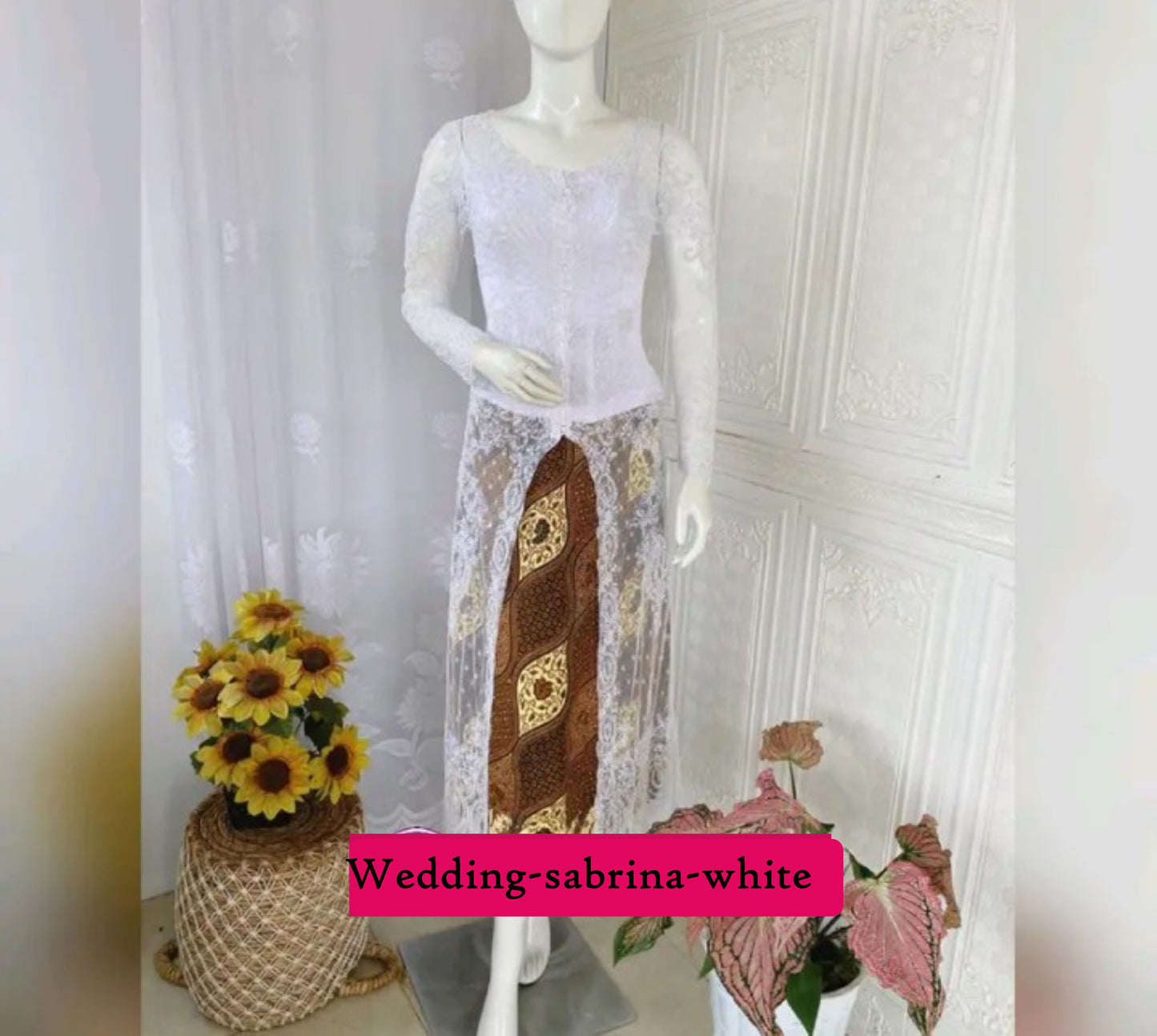 wedding kebaya white, kebaya wedding, size S to 4L, tulle kebaya