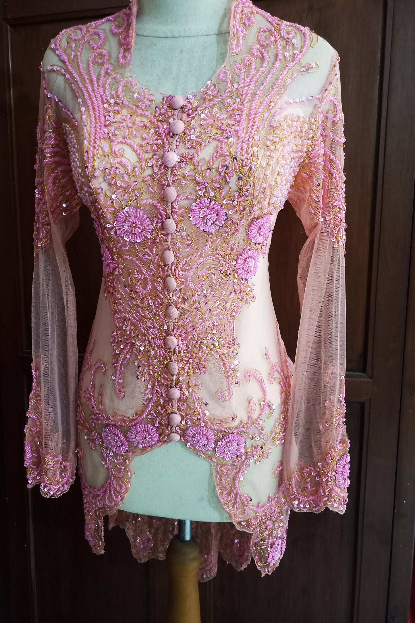 Peach wedding kebaya, engagement kebaya, graduation kebaya