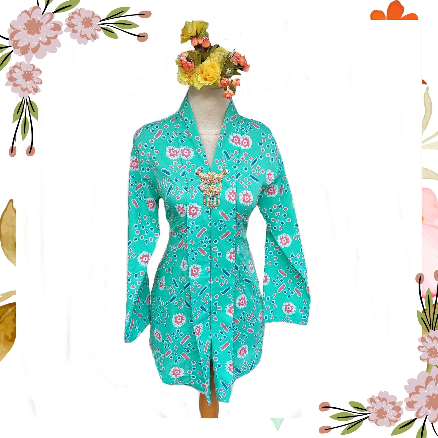 Mint kebaya  top size S, M, L, XL, 2L, 3L, 4L, 5L, 6L plus size