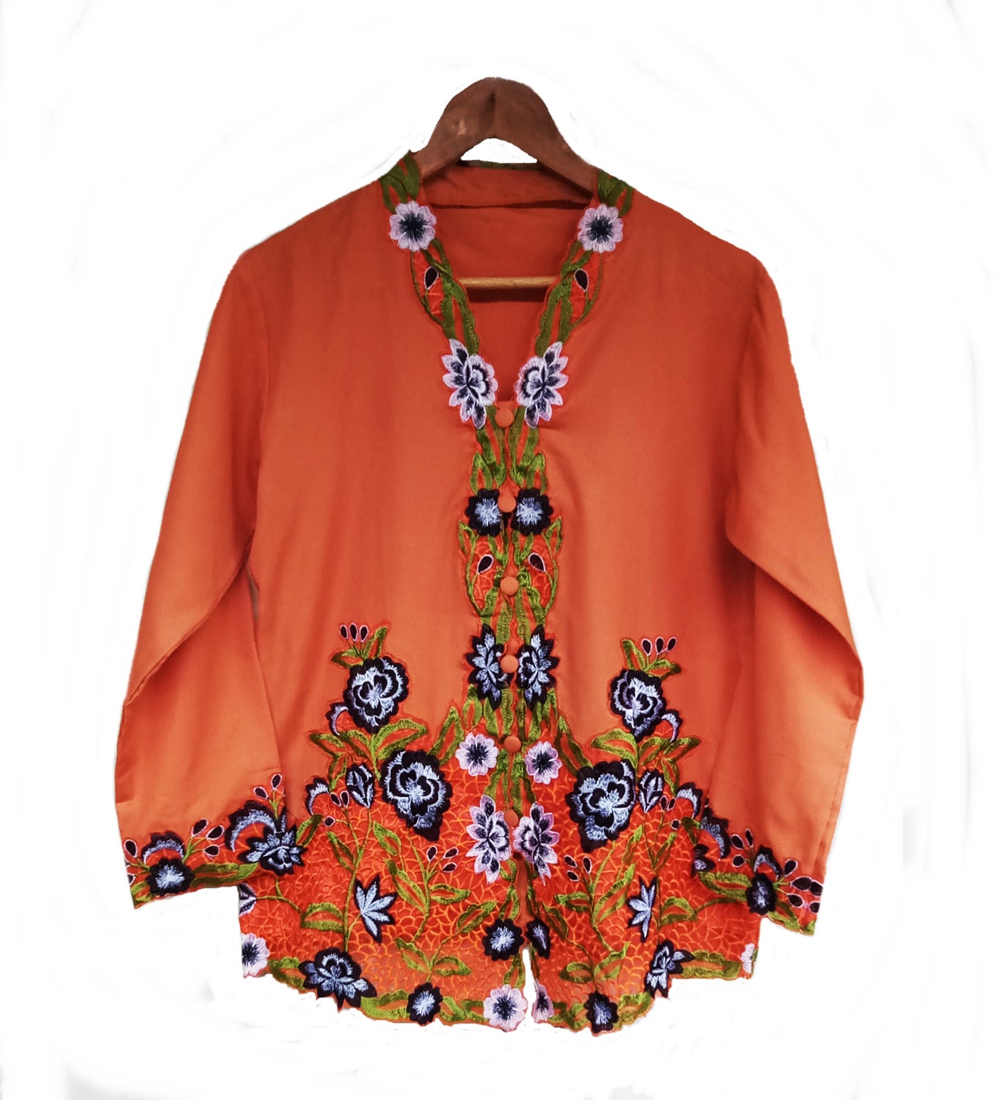 Orange Kebaya Cotton, Kebaya dress, nyonya kebaya