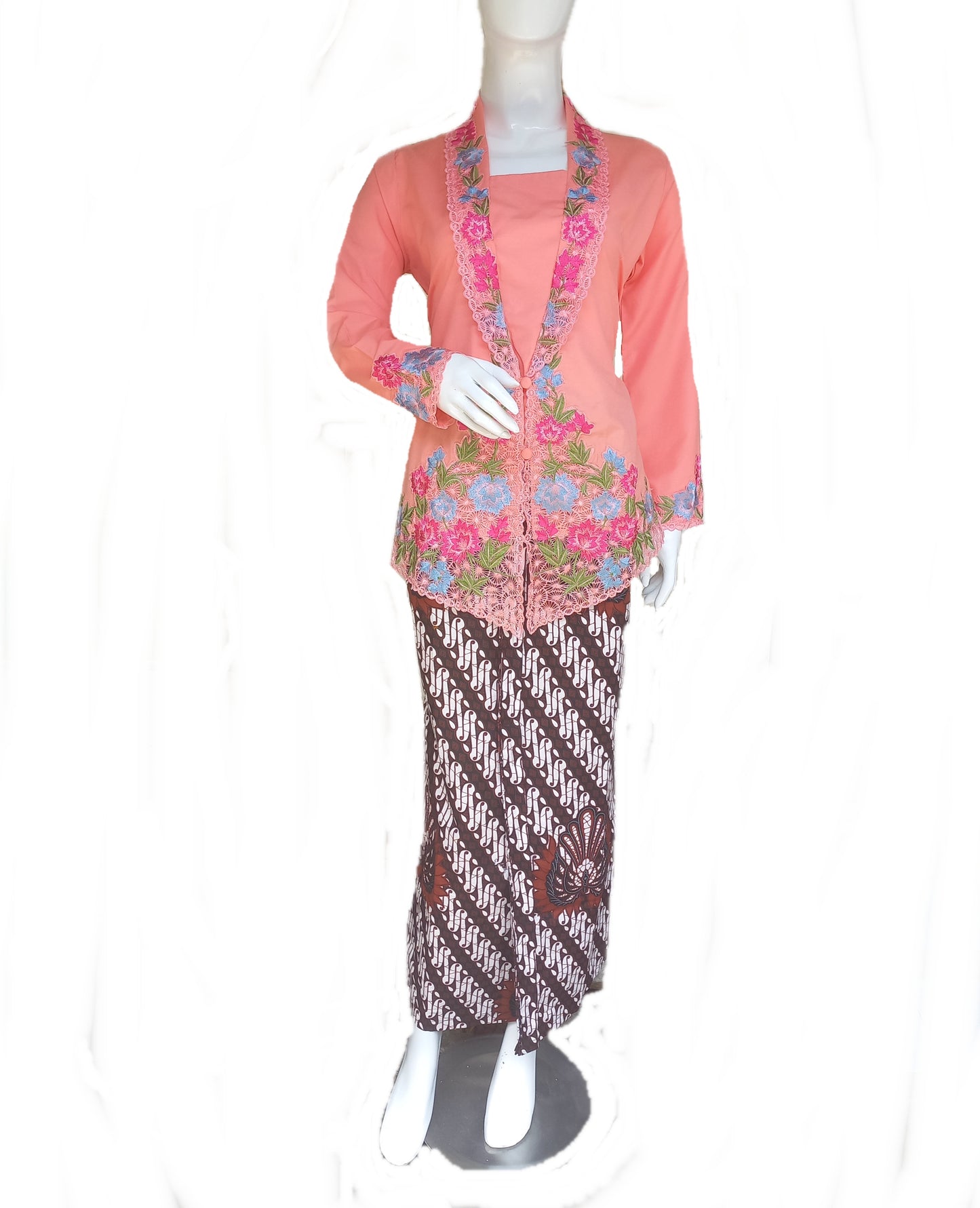 Peach Kebaya  dress, Kebaya Cotton, Nyonya Kebaya Size L, XL, 2L