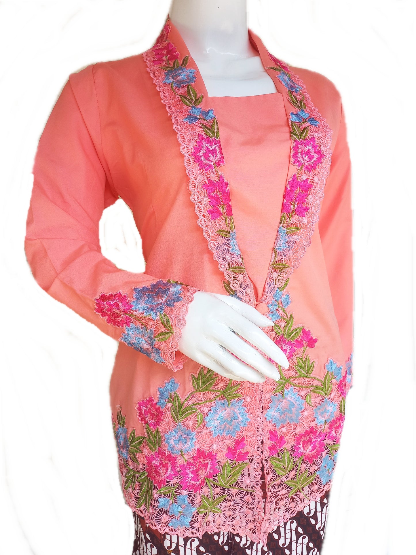 Peach Kebaya  dress, Kebaya Cotton, Nyonya Kebaya Size L, XL, 2L