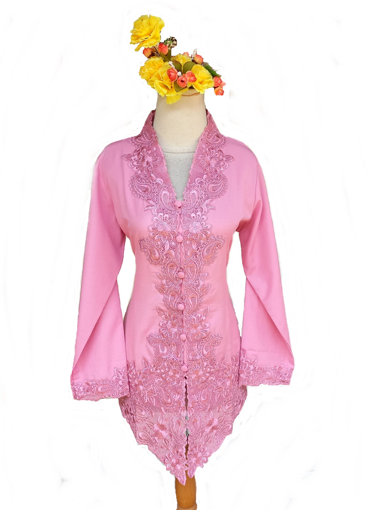Pink Kebaya  Top, Kebaya embroidery cotton, kebaya dress