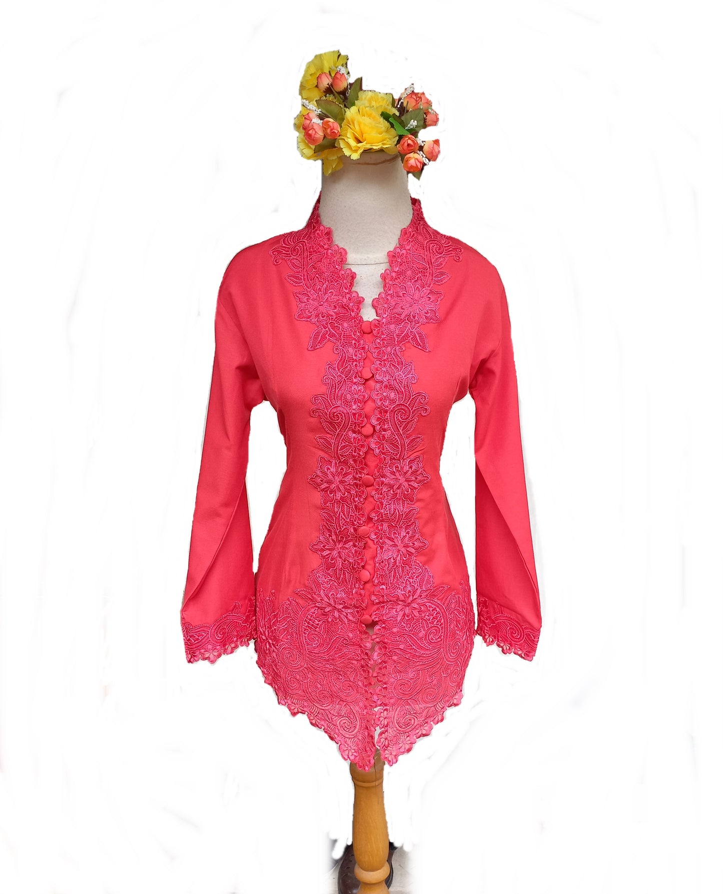 Red Kebaya Dress, Kebaya cotton long sleeve