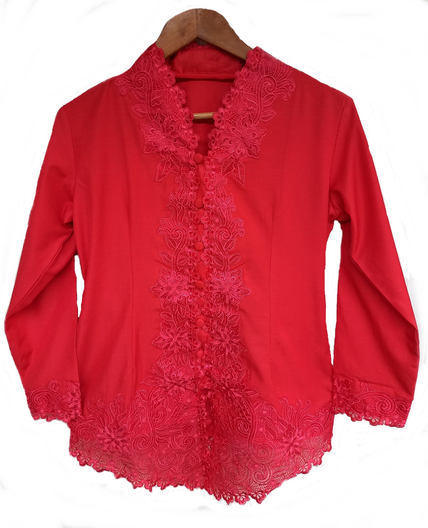 Red Kebaya Dress, Kebaya cotton long sleeve