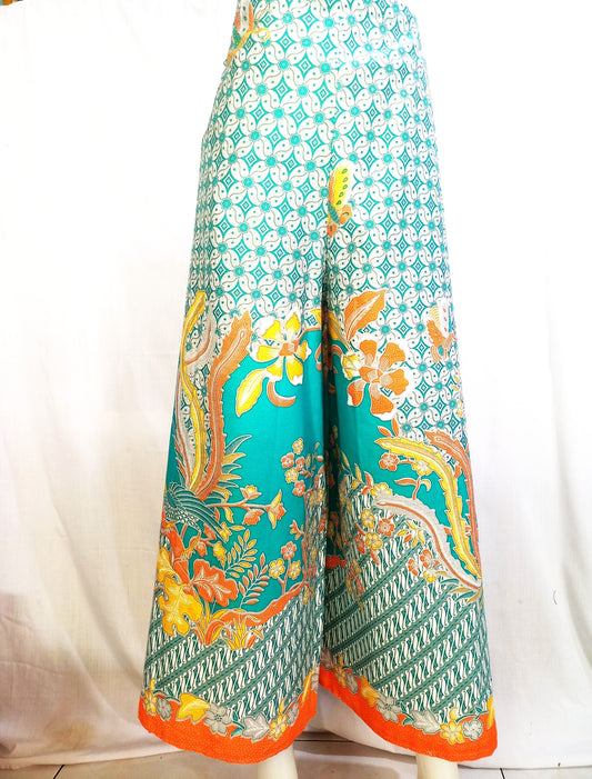 Aquamarine Wrap Pants,  Bali Wrap Pants,  Batik Wrap Pants, Palazzo Pants,