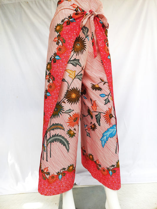 Wrap Pants Bali, Wrap trousers Women, Wrap pants Batik, Beige Cream pants