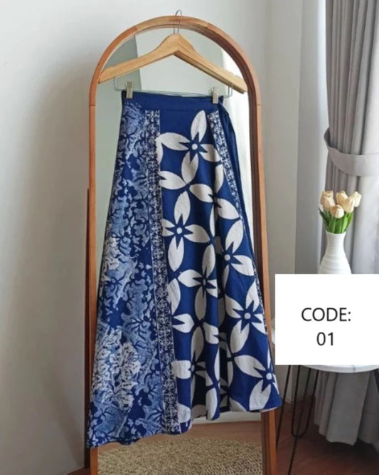 Wrap Skirt, batik skirt, summer Skirt, Cotton Skirt indigo blue